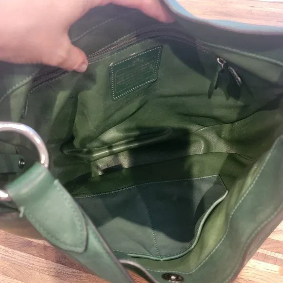 Coach Nomad Hobo Dark Green Glove tanned Leather Shoulder Bag Purse 36026 - Picture 10 of 14